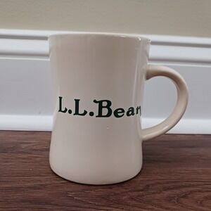 LL BEAN Tall Coffee Tea Mug Diner Restaurant Style Cup 4.5" H Retro Green Logo